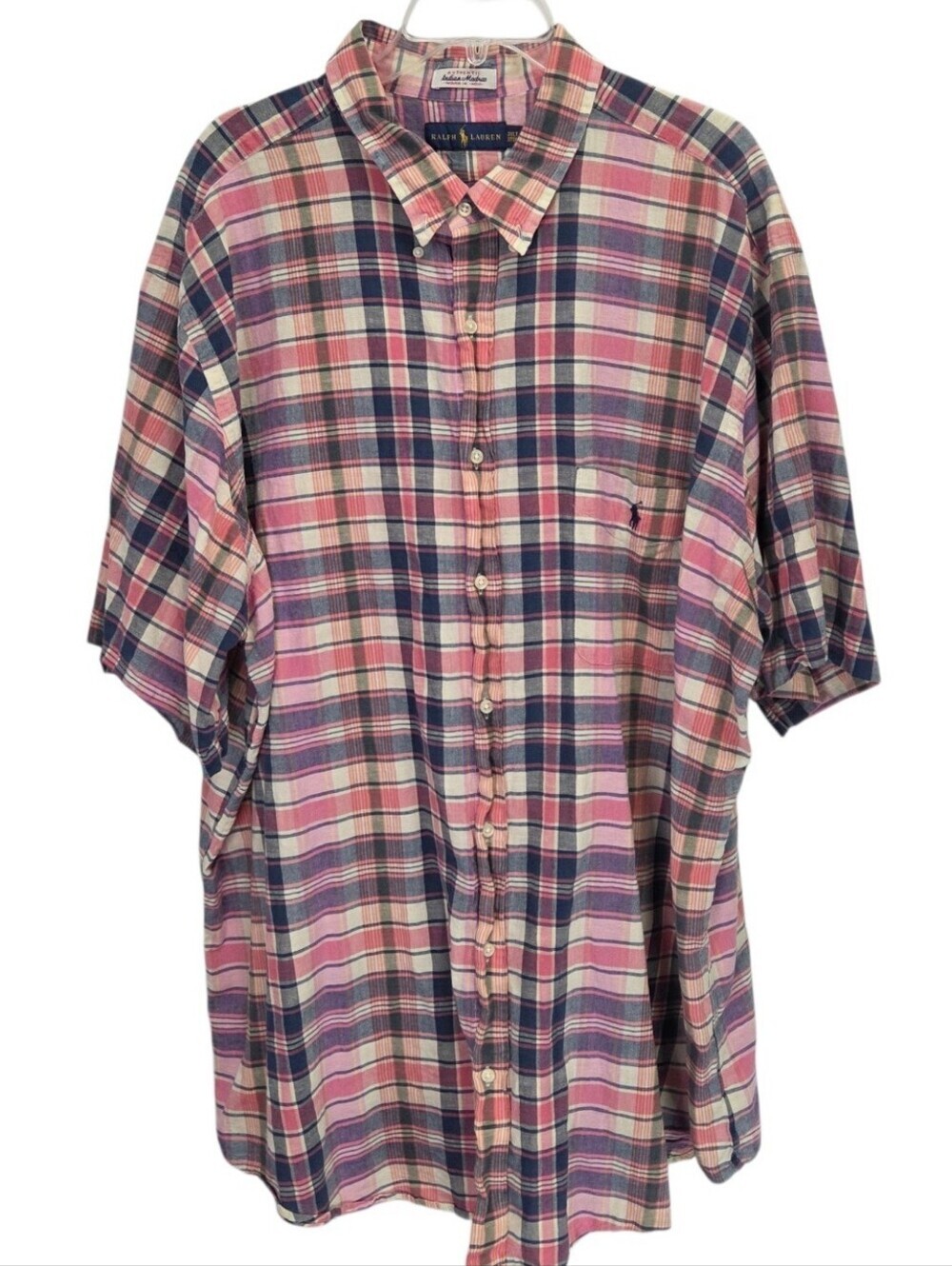 Polo Ralph Lauren Indian Polo Madras Plaid Short Sleeve Button Shirt Size  3XLT